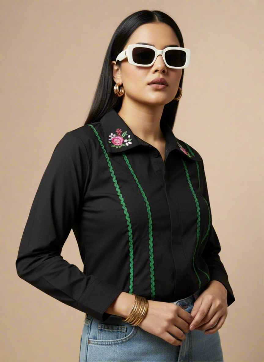 BLOSSOM BLACK LACE SHIRT