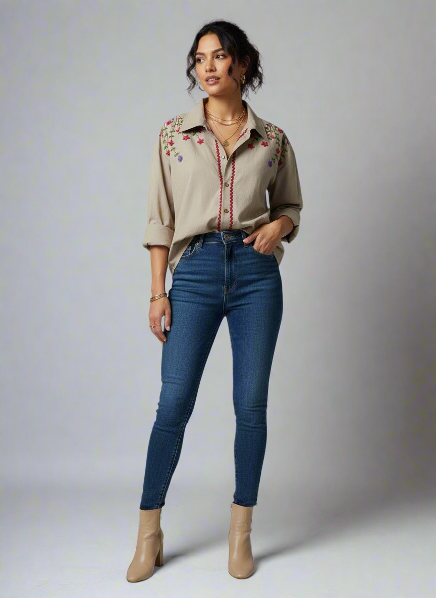 BLOSSOM BEIGE LACE SHIRT