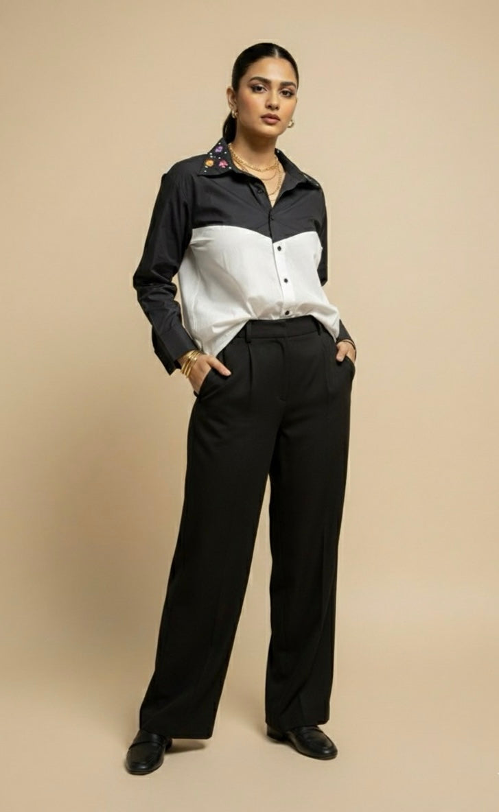 ELORA BLACK AND WHITE BLOCK SHIRT