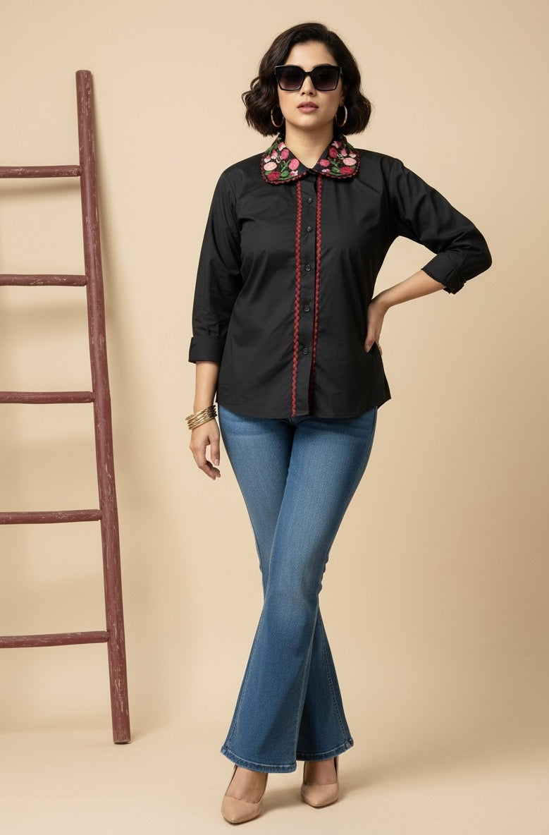 BLOSSOM BLACK FLORAL SHIRT