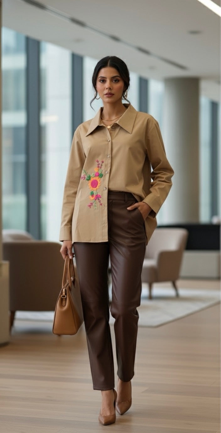 ELORA TAN OVERSIZED SHIRT