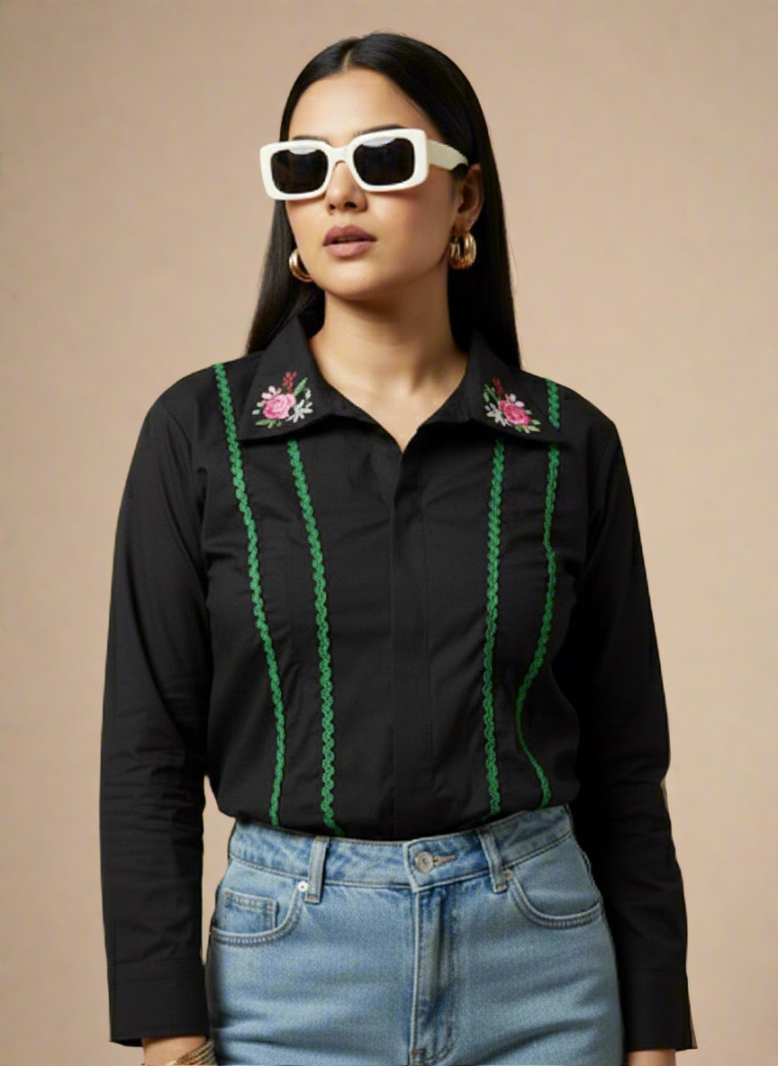 BLOSSOM BLACK LACE SHIRT