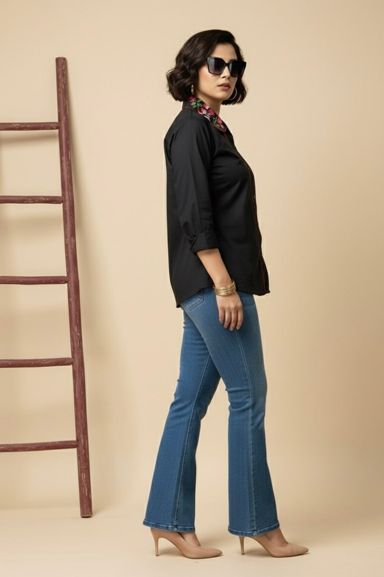 BLOSSOM BLACK FLORAL SHIRT