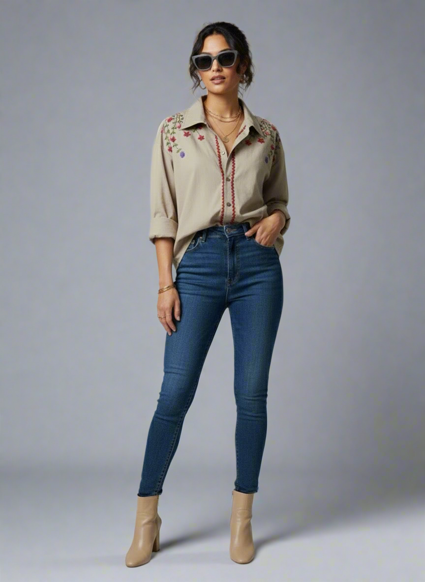 BLOSSOM BEIGE LACE SHIRT