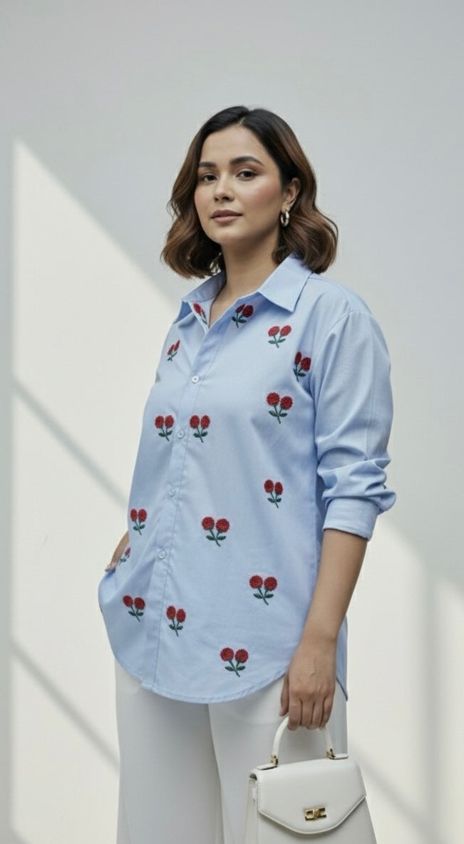 ELORA SKY BLUE FLORAL SHIRT