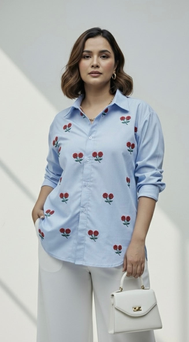 ELORA SKY BLUE FLORAL SHIRT