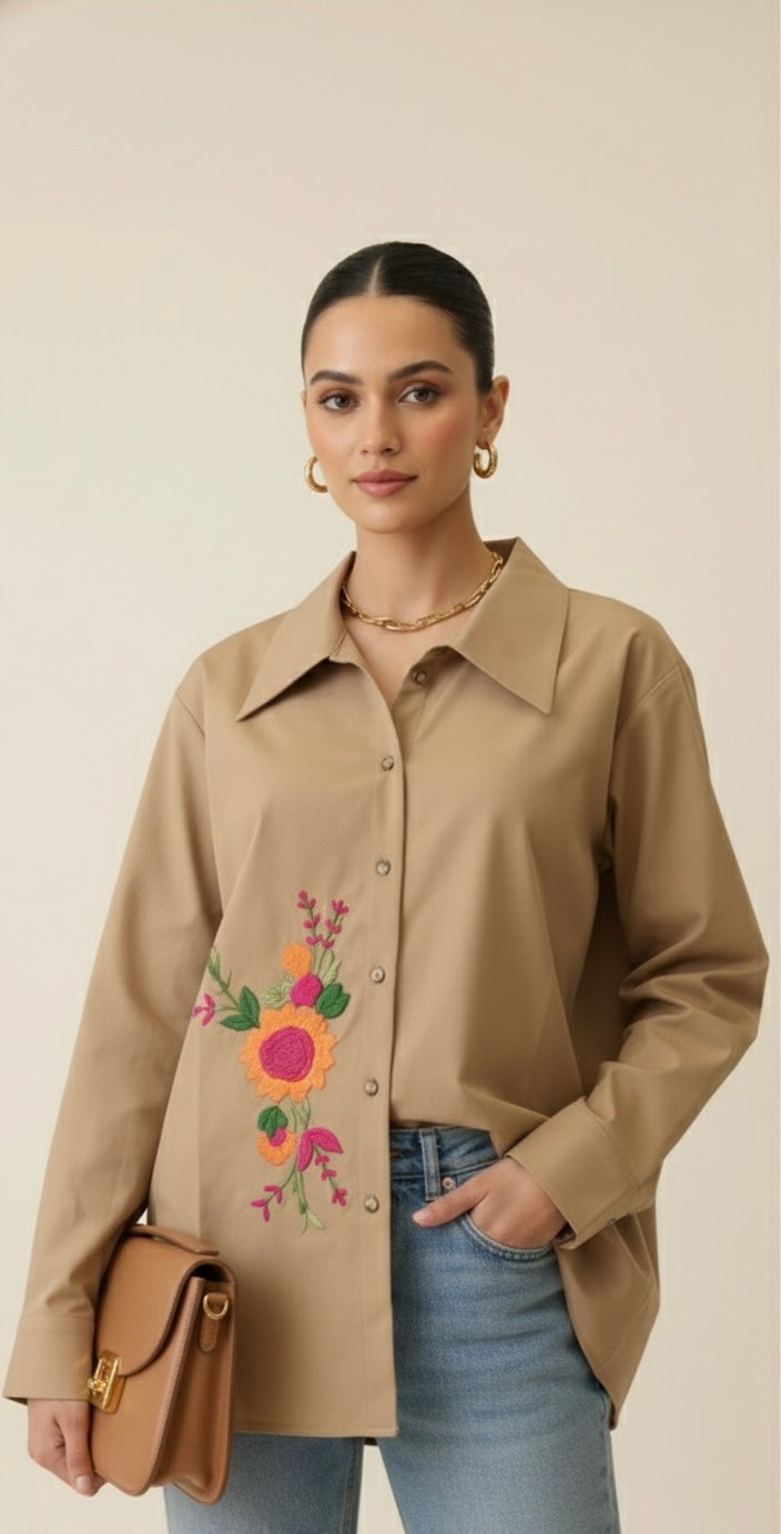 ELORA TAN OVERSIZED SHIRT