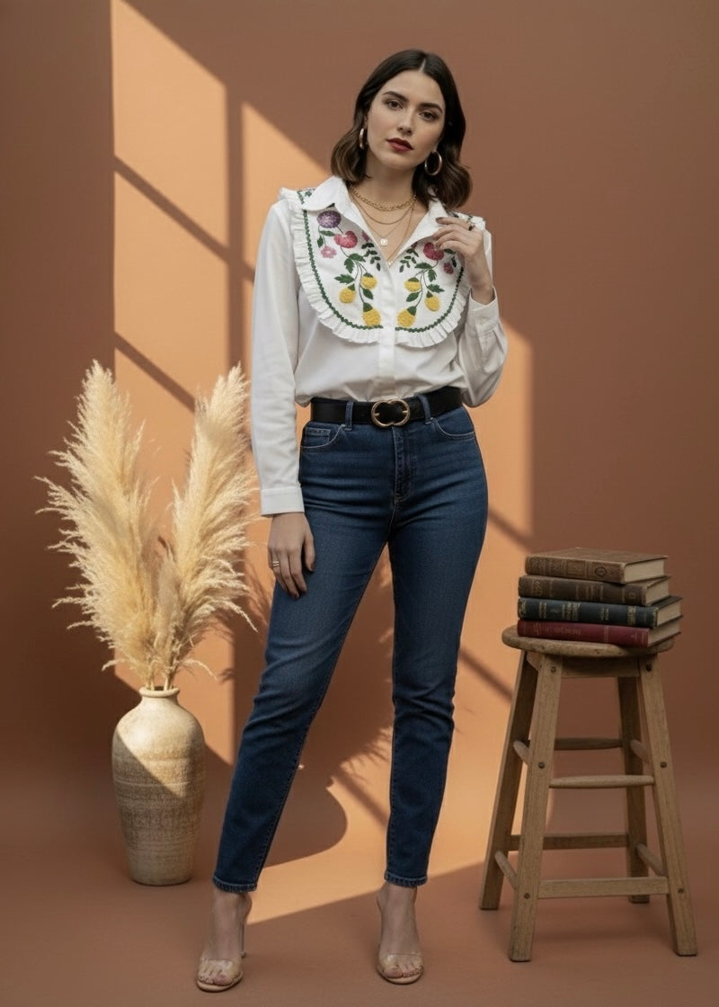 BLOSSOM WHITE FRILL SHIRT