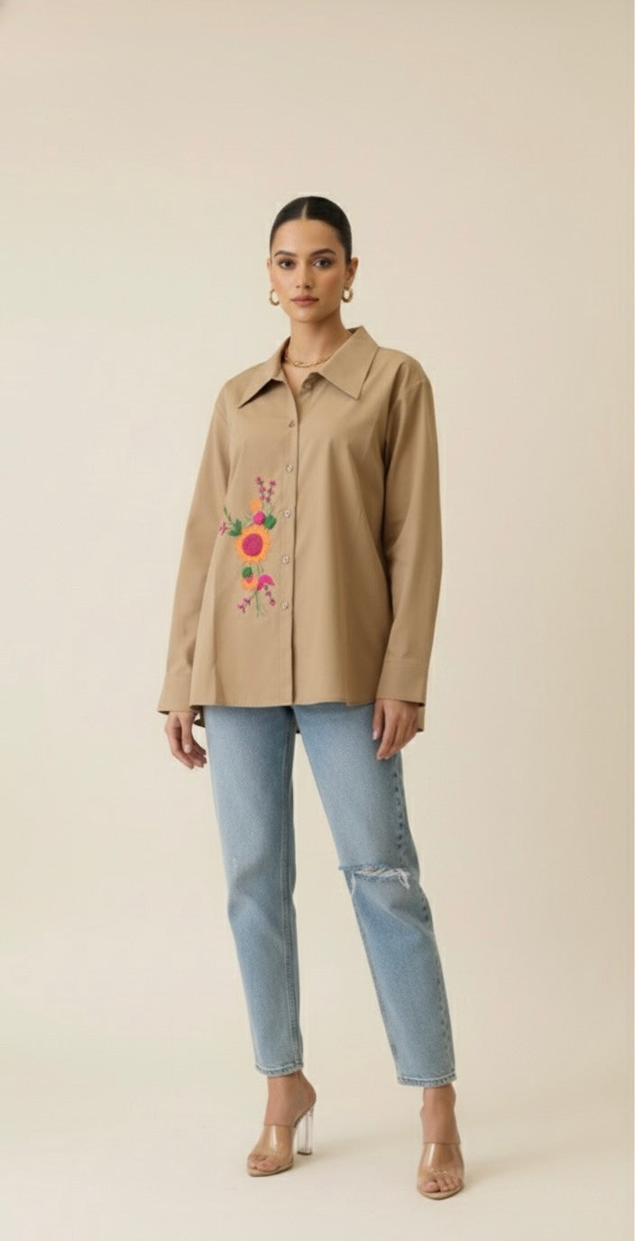 ELORA TAN OVERSIZED SHIRT