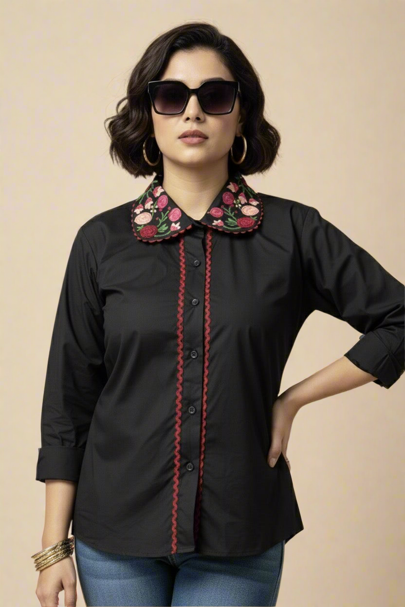 BLOSSOM BLACK FLORAL SHIRT