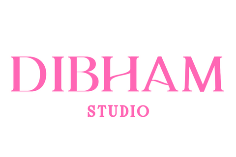 Pink 'DIBHAM STUDIO' text on a white background