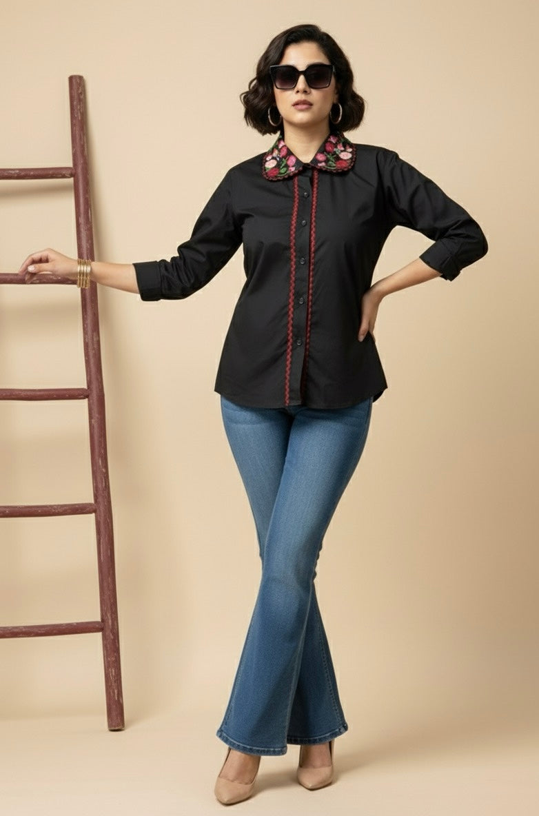 BLOSSOM BLACK FLORAL SHIRT